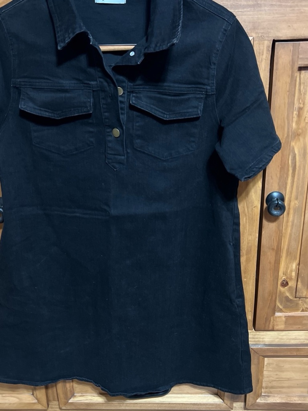 Women’s Denim Short-Sleeve Black Polo dress